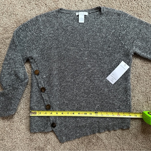 NWT Design History Asymmetrical Knit Sweater with Buttons – Size L, Gray - Picture 11 of 14